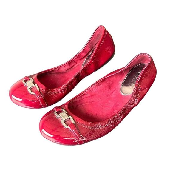 Lauren Ralph Lauren Betsy Women’s Patent Leather Ballet Flats Size 11 Berry Red - Picture 1 of 9